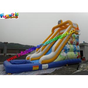 Customized Outdoor Inflatable Water Slides / Water Slide Pool With PVC Tarpaulin