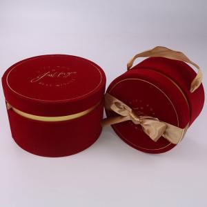 Buy cheap Custom Printed Round Velvet Rigid Flower Favor Boxes from wholesalers