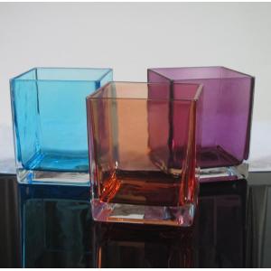 Buy cheap Handmade Square 8 Inch Glass Vase For Centerpieces from wholesalers
