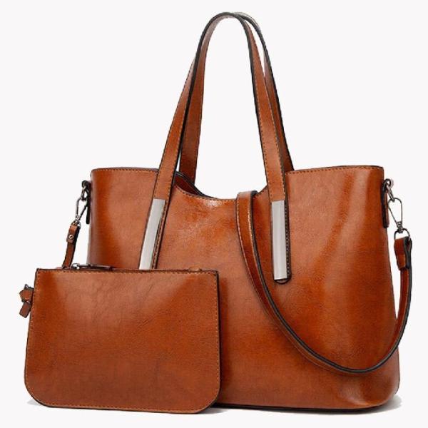 Quality Retro Ladies PU Leather Tote Bag And Purse Set for sale
