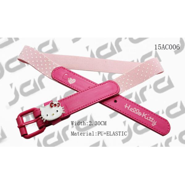 Buy cheap 2.5cm Width Hello Kitty Kids Elastic Belts Silk Printing And Metal Logo On The Loop from wholesalers