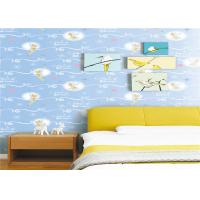 Buy cheap White Cartoon Kids Bedroom Wallpaper Light Blue Embossed Vinyl Wallpaper product