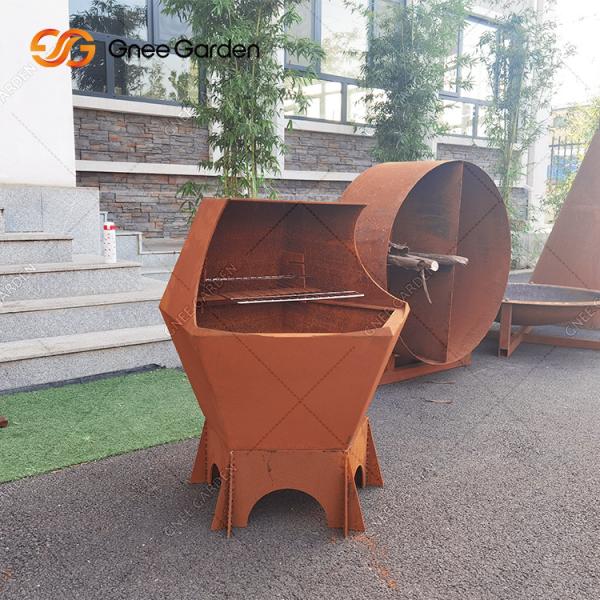 Outdoor Corten Steel European Bbq Grill Metal Barbecue Pit