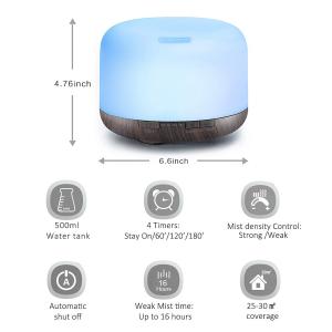 Ultrasonic Wood Grain Aromatherapy Diffuser Waterless Auto Shut Off Air
