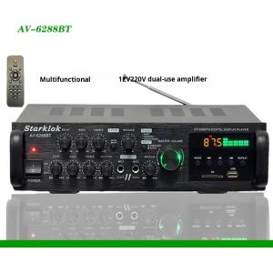 AV-6288BT 1000W 2*500W High Fidelity Karaoke Amplifier Dual-Use 12V/220V AC/DC