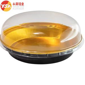 Buy cheap 230ml Black And Gold Heat Seal Foil Pans​ Disposable Round Pan With Lid from wholesalers