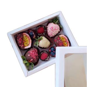 Buy cheap Folded White Strawberry Chocolate Container Box Packing With Clear Window from wholesalers