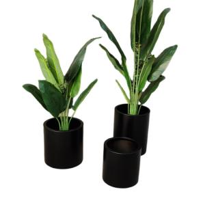 Buy cheap Different heights and sizes modern metal garden planter black small flower pot from wholesalers
