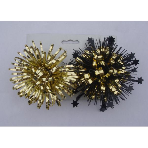 Quality Gold yellow 4Inch PET Firework fancy bows for wrapping paper , gift bags and tissue for sale