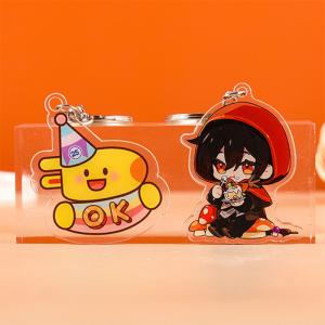 Durable Acrylic Charm Keychain With Metal Ring And Cartoon Character Gravity