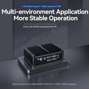 Buy cheap Black Fanless Industrial PC Mini Computer Intel Core Dual LAN Dual Display Asynchronous Output 1135G7U from wholesalers