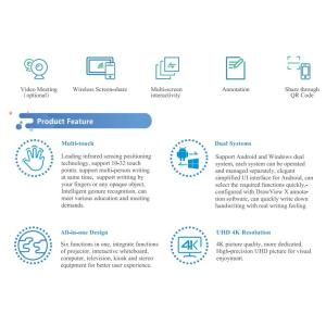 Android 11 75 Inch Interactive Flat Panel Multi Touch LED Screen Monitor 4K