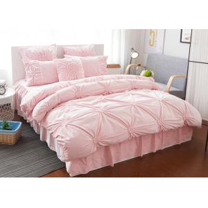 Buy cheap Pink / Blue / White Ruched Home Comforter Bedding Sets 4 Pcs 100% Cotton from wholesalers