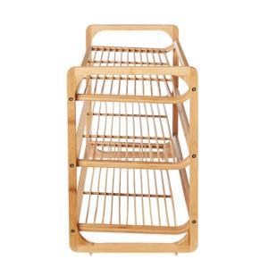 Rectangle Multifunctional Household Bamboo Shoe Shelf With Handles Customized