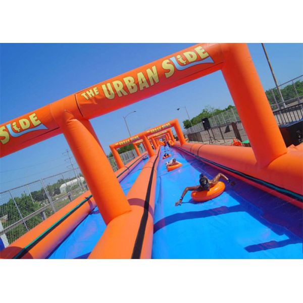 Quality Orange Commercial Giant Inflatable Water Slide Fire Resistant Customized for sale