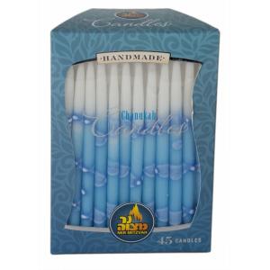 China 45pk 100% paraffin wax unscented white & blue chanukah candles packed into gift box on sale