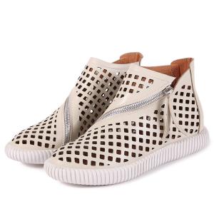S140 2020 mesh hollow high-top leather round toe women's shoes national zipper