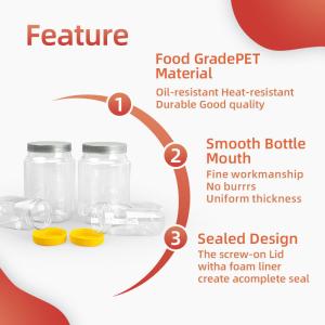 Buy cheap Large Transparent Plastic Jam Bottle Candy Plastic Screw Top Containers from wholesalers