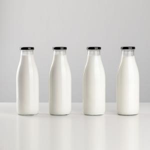 Buy cheap 200Ml 250Ml 500Ml Transparent Clear Iced Drinks Milk Glass Bottles With Lid from wholesalers