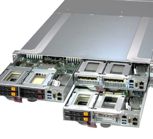 Quality ODM Supermicro Storage Array SYS-211GT-HNC8F 2.5" NVMe/SAS/SATA Drives Per Node And Front I/O for sale