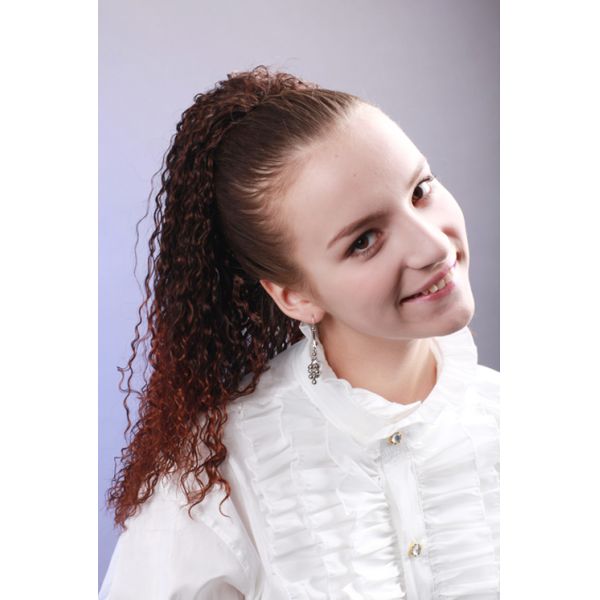 Buy cheap Light Brown Curly Human Pony Tail Wigs and Extension for Lady from wholesalers