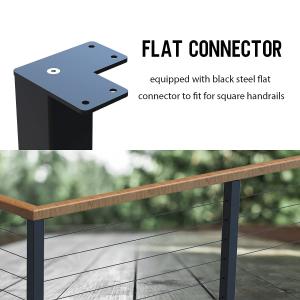 Cable Railing Post 36"x2"x2" Steel Square Corner Post Pre-Drilled Wood Deck