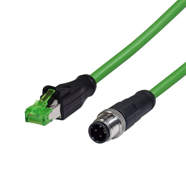Quality Waterproof M12 D-Coded Cirtular To RJ45 Ethernet Cable RJ45 Patch Cord With M12 Connector for sale