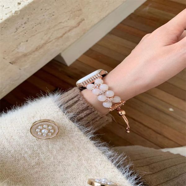 Jewelry Bracelet Beads Women Watchstrap for iWatch 8 Series 38mm 40mm Smart Watch Band