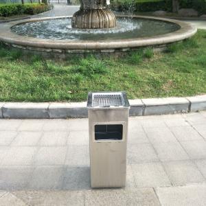 China Commercial Trash Can Hotel Lobby Vertical Rust Steel with Ashtray Trash Hotel Lobby Corridor Flame Retardant Paper Baskets on sale