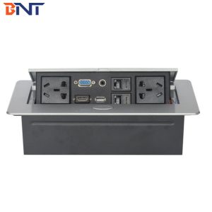 China Oval Pop  Up Button Silver Table  Flip Up Power Data Connector With  1*HDMI Configuration on sale