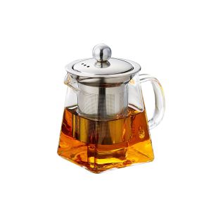 Buy cheap Borosilicate Square Shape Pyrex Glass Teapot With Infuser Strainer Handmade product