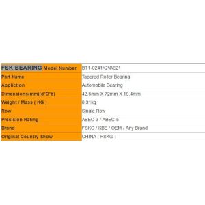 Buy cheap Chrome Steel BT1-0241/QVA621 Tapered Roller Bearings Radial Load from wholesalers