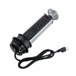 Desktop Kitchen Pop Up Power Sockets Us Plug Retractable Aluminum Material