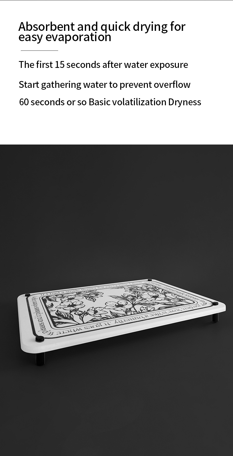 White/Grey/Custom Color Absorbent Diatom Stone Mat for Bath and Kitchen Fast Drying