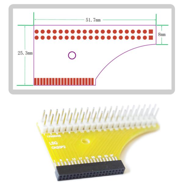 Buy cheap 1.27mm 2 x 20-pin Dual Row Female to 2.54 mm Male Pin Headers Adapter PCB Board Converter from wholesalers