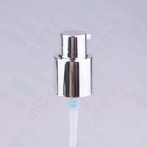 China Shiny Silver 18/415 Outer Spring Treatment Pump Plastic Cream Pump With Noozle on sale