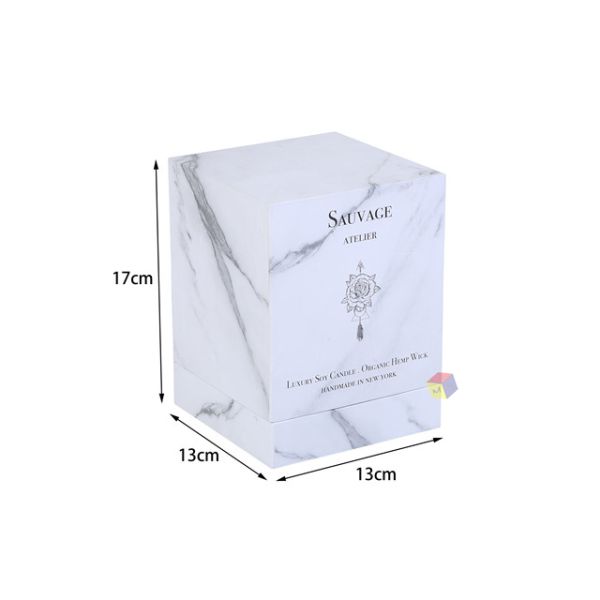 Marble Printed Lid And Base Candle Packaging Boxes Rigid Cardboard For Luxury Gift
