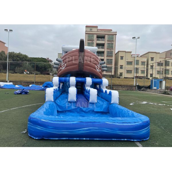 Buy cheap PirateShip Theme CMYK Inflatable Water Slide With Pool from wholesalers