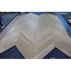Buy cheap Two Layers Chevron Engineered Oak Flooring with E0 Formaldehyde Emission and 25 Years Residential Warranty at 45 Degree Angle from wholesalers
