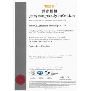 ROHOTEK (SHENZHEN) Technology Co., Ltd Certifications