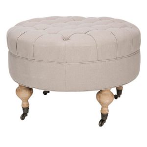 Buy cheap french style upholstered ottoman fabric ottomans round ottoman with backrest with casters from wholesalers