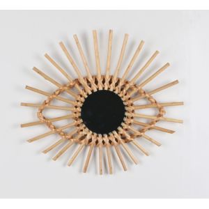 Buy cheap Wall Mounted Hanging Make Up Decoration Handmade Woven Rattan Wicker Willow Wood Round Oval Shape Full Length Mirror from wholesalers