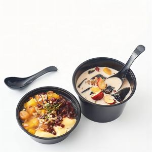 Buy cheap soup bowls for supermarkets Black Round Pp Plastic Soup Containers Disposable Plastic Storage Bowl With Lid from wholesalers