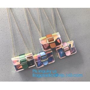 Buy cheap Personalized Womens Rainbow Color Shoulder Hand Bag PVC Clear Beach Bag, Handbag manufacturer China fashion ladies clear from wholesalers