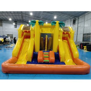 Commercial Inflatable Bounce House With Double Slides Inflatable Water Slides