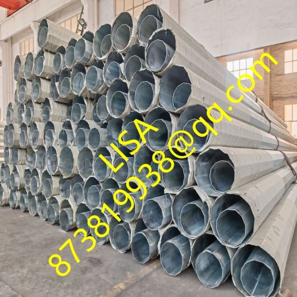 75FT 2-Segments Dodecagonal Hot Dip Galvanized Transmission Steel Poles with
