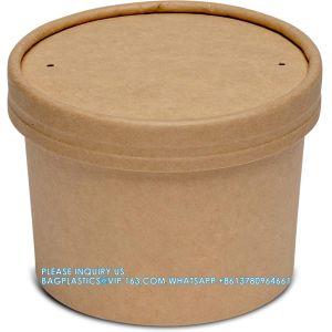 12 Oz Paper Containers With Vented Lids, Kraft Food Cups, Soup Containers Cups