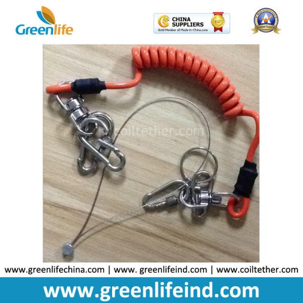Quality Good Strong Carabiner Lock Coiled Lanyard Tether Protect Tools for sale