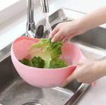 Plastic Rice Strainer Bowl with Handle Kitchen Draining Colanders for Cleaning