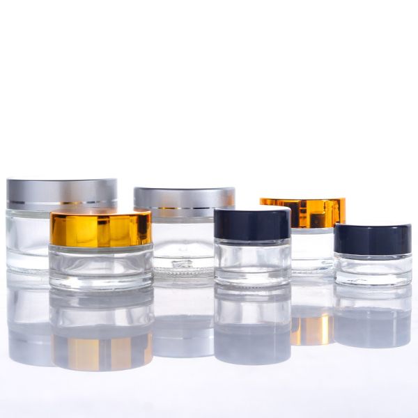 5g 10g 15g 30g 50g 100g Food Grade Round Glass Jar with Gold or Silver Lids from Screen Printing